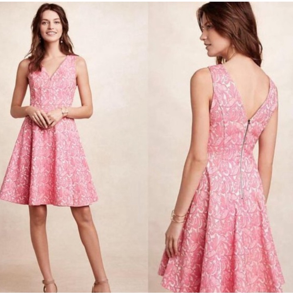 Maeve Anthropologie Pink Floral Dress with Pockets